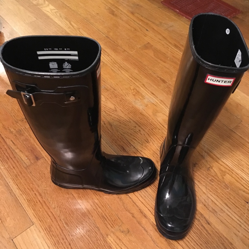 Hunter original knee high gloss black rain boots
